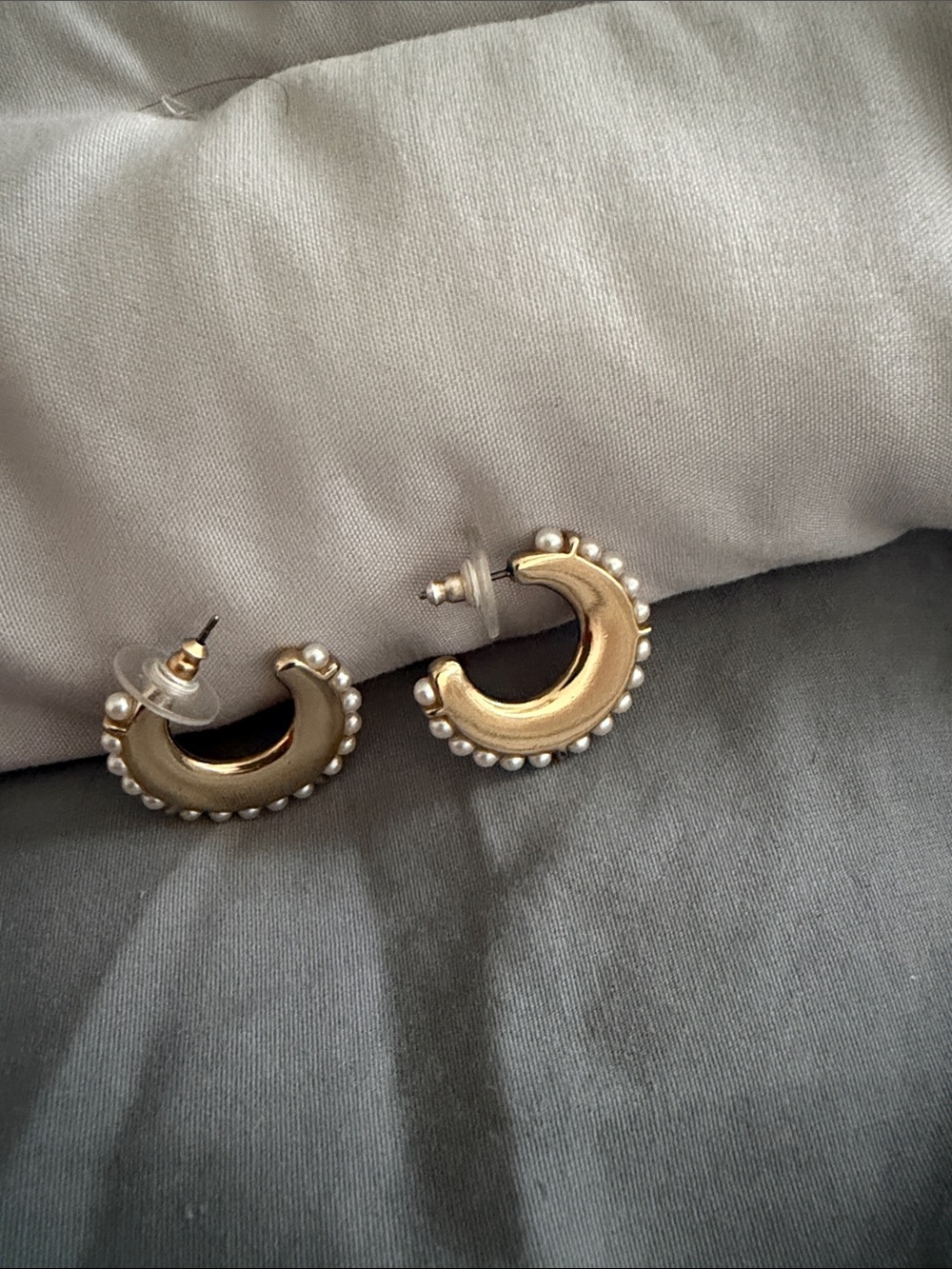 Gold-Tone Pearl-Trim Hoop Earrings - Classic Women Jewelry